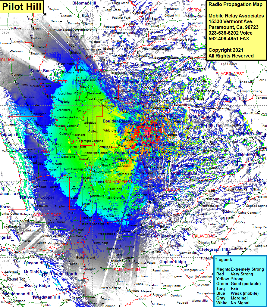 heat map radio coverage Pilot Hill